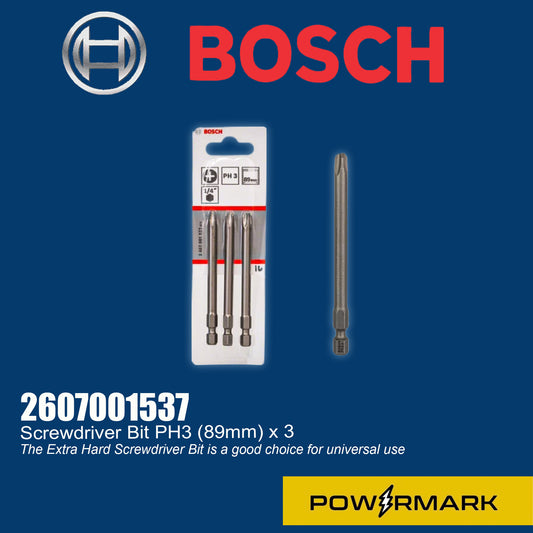 BOSCH 2607001537 Screwdriver Bit PH3 (89mm) x 3