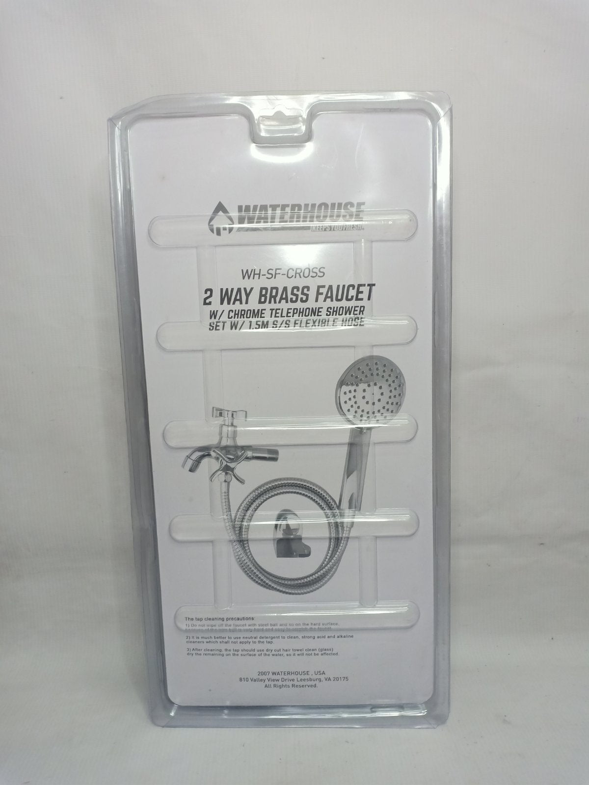 WATERHOUSE WH-SF-CROSS Cross Handle 2-Way Brass Faucet with Chrome Telephone Shower Set & Flexible Hose