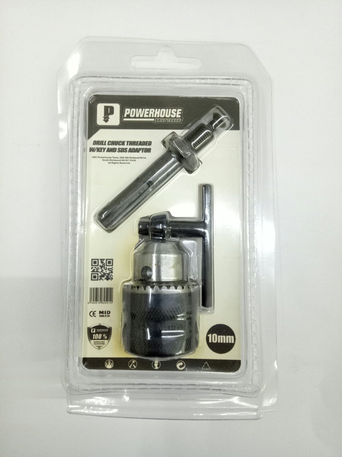 POWERHOUSE Drill Chuck Threaded With Key and SDS Adaptor 10mm