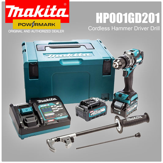 MAKITA HP001GD201 125 N·m (1,100 in.lbs.) Brushless Cordless Hammer Driver Drill 40Vmax XGT™ Li-ion [Kit] (1/2″)