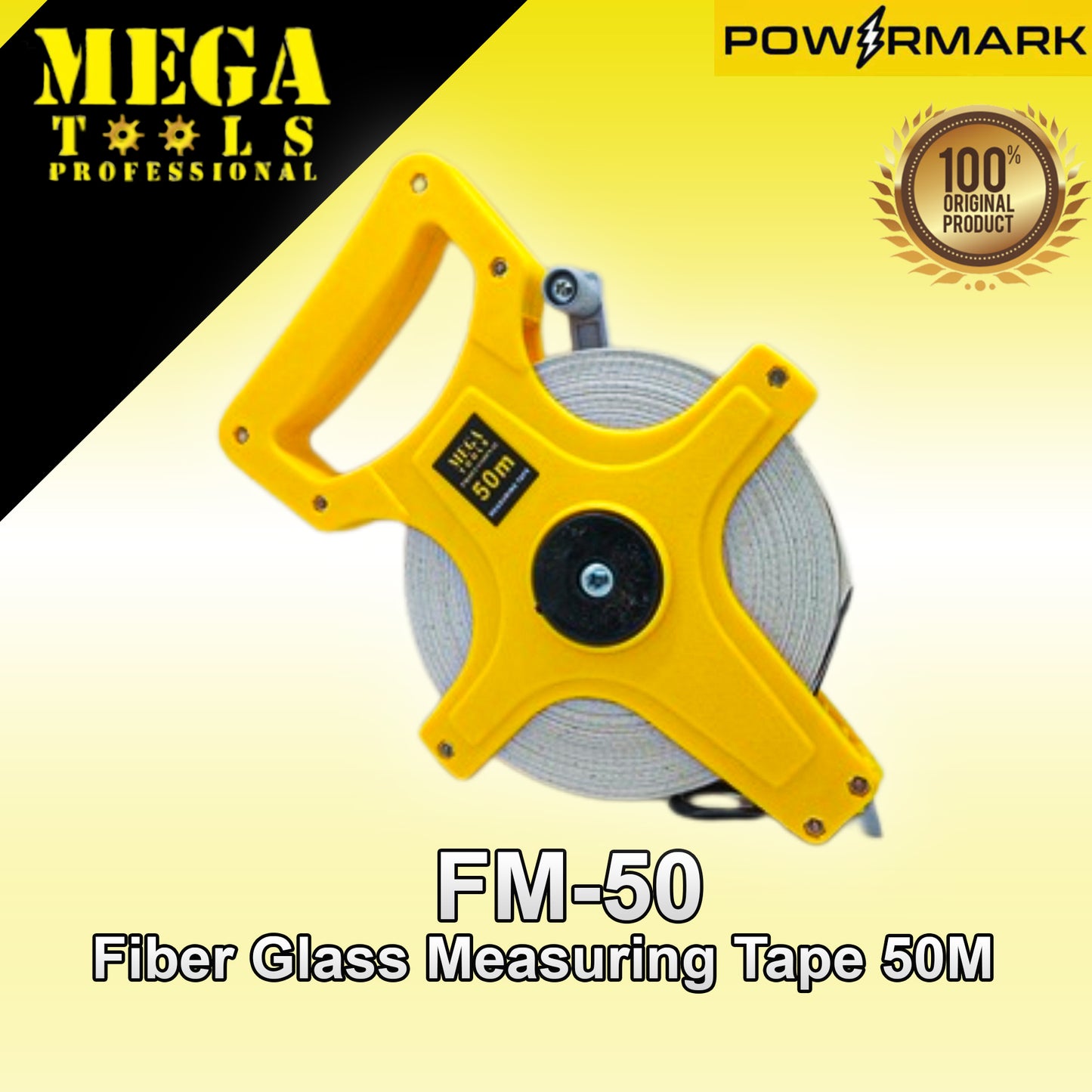 MEGATOOLS Professional FM-50 Fiber Glass Measuring Tape 50M