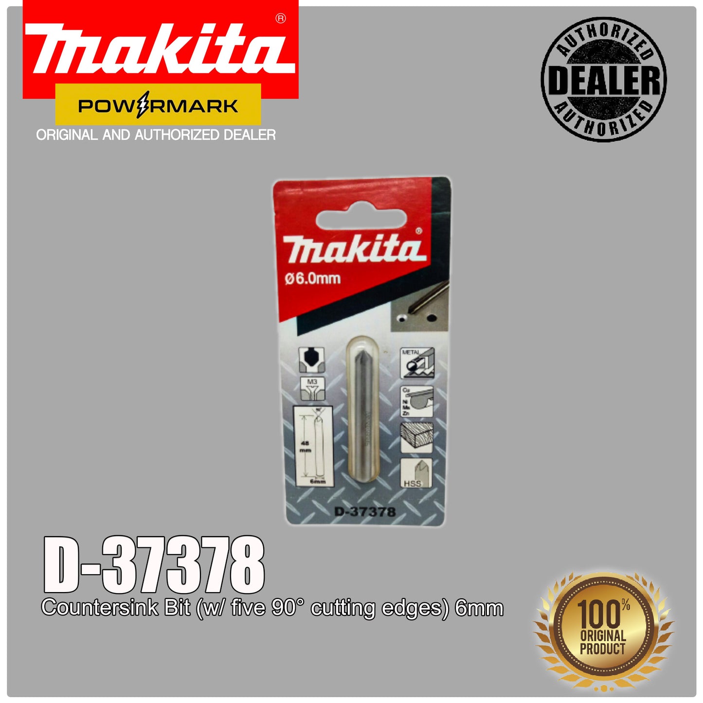 MAKITA D-37378 Countersink Bit (w/ five 90° cutting edges) 6mm