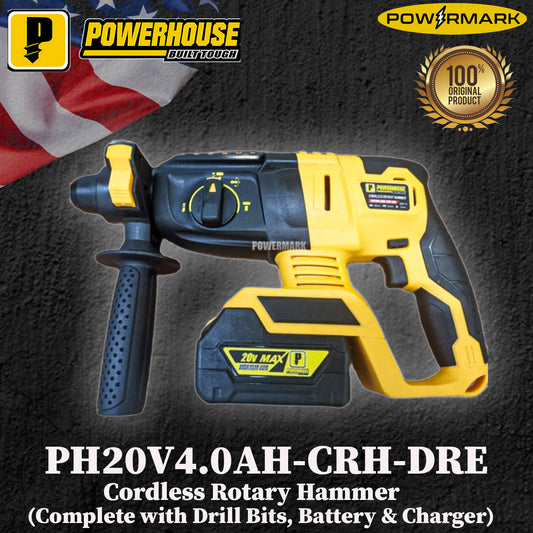 POWERHOUSE PH20V4.0AH-CRH-DRE Cordless Rotary Hammer (Complete with Drill Bits, Battery & Charger)