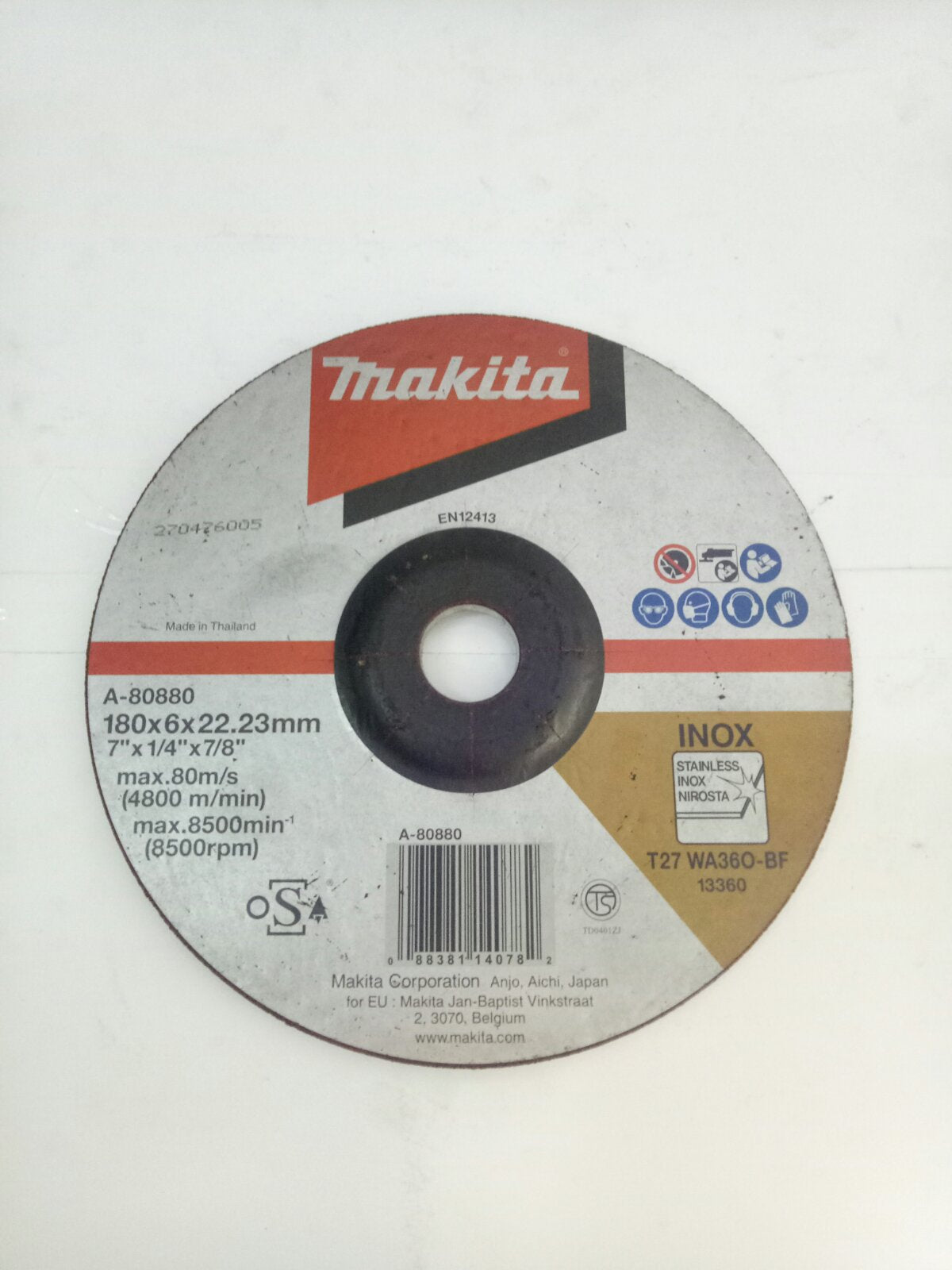 MAKITA A-80880 (180mm) Cutting / Grinding Disc Depressed Center Wheel 7" for Stainless