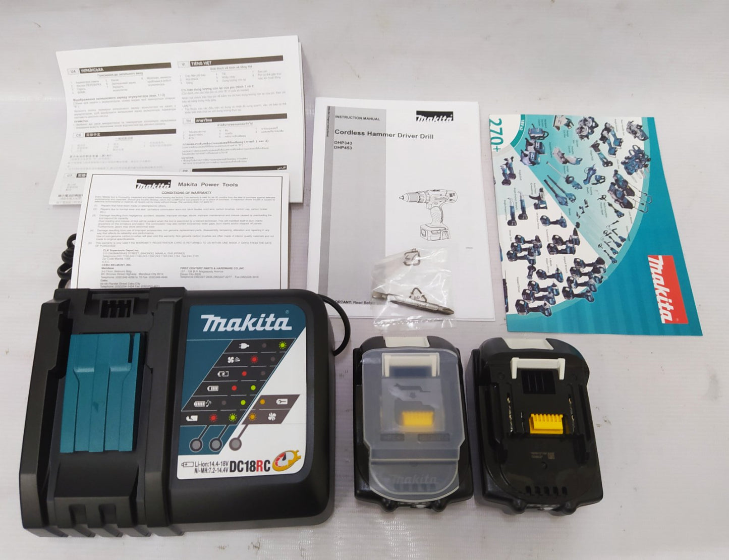 MAKITA DHP453RFX4 Cordless Hammer Driver Drill With Battery and Charger (With Drill Bit Set)18V LXT® Li-Ion 38 N·m (1/2″)
