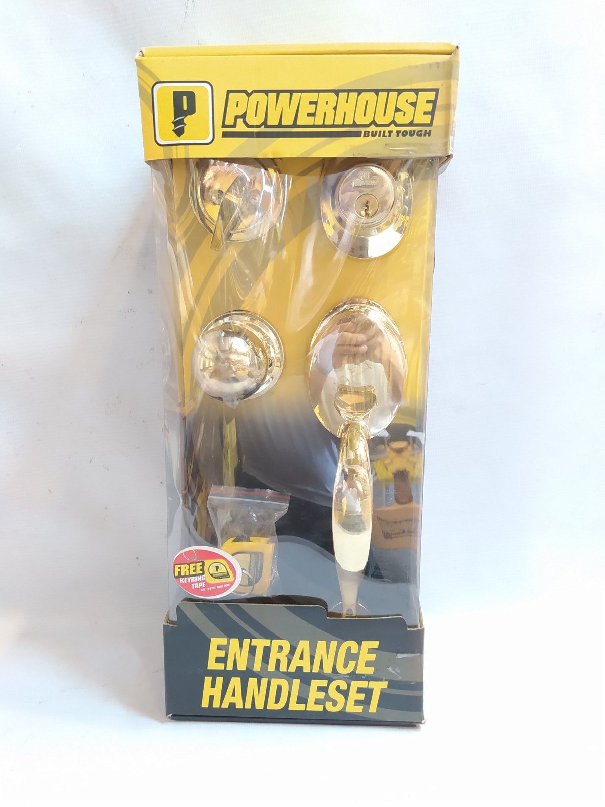 POWERHOUSE PH-1219SHP Entrance Handle Door Lock Set with Free Key Ring Tape