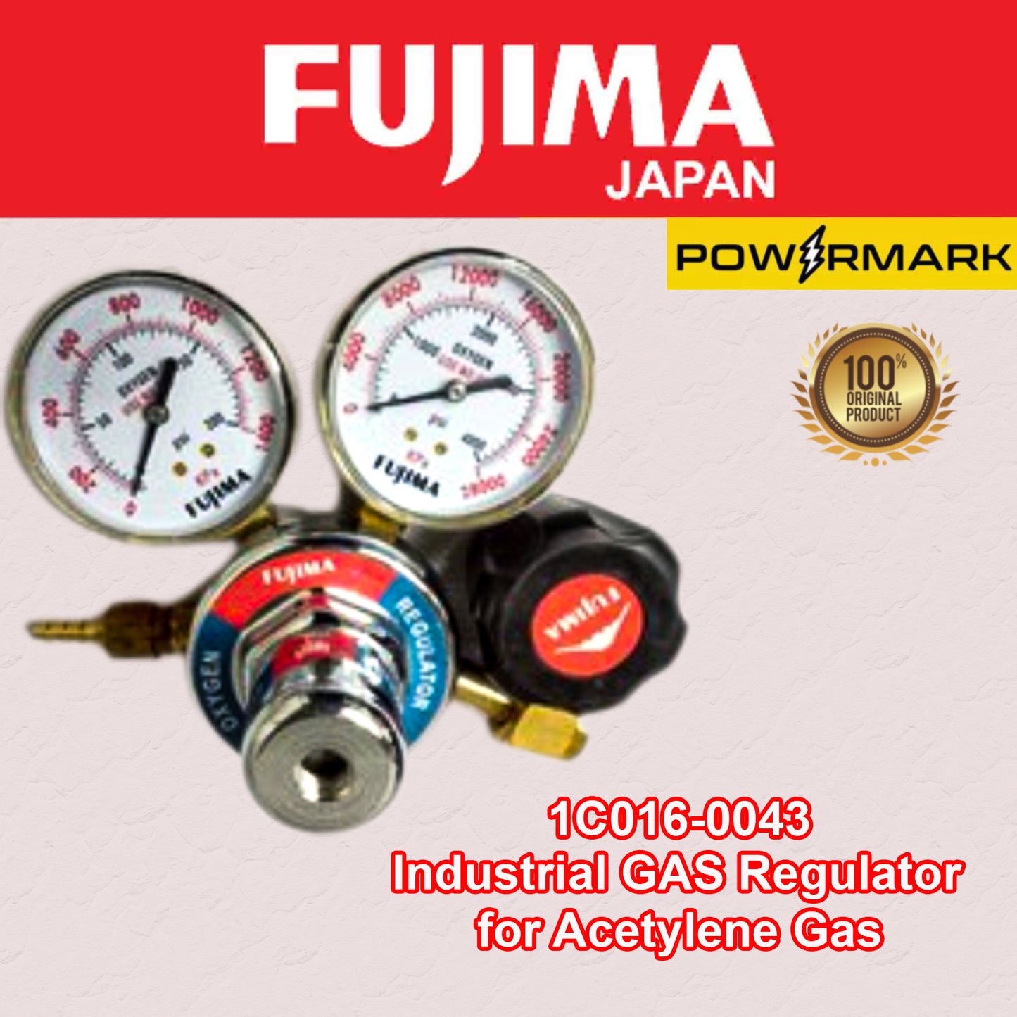 FUJIMA 1C016-0043 Industrial GAS Regulator for Acetylene Gas