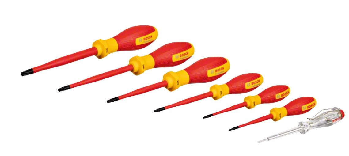BOSCH 1600A02NF8 Professional VDE Screwdriver Set TX with single pole phase tester