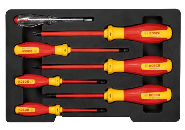 BOSCH 1600A02NF8 Professional VDE Screwdriver Set TX with single pole phase tester