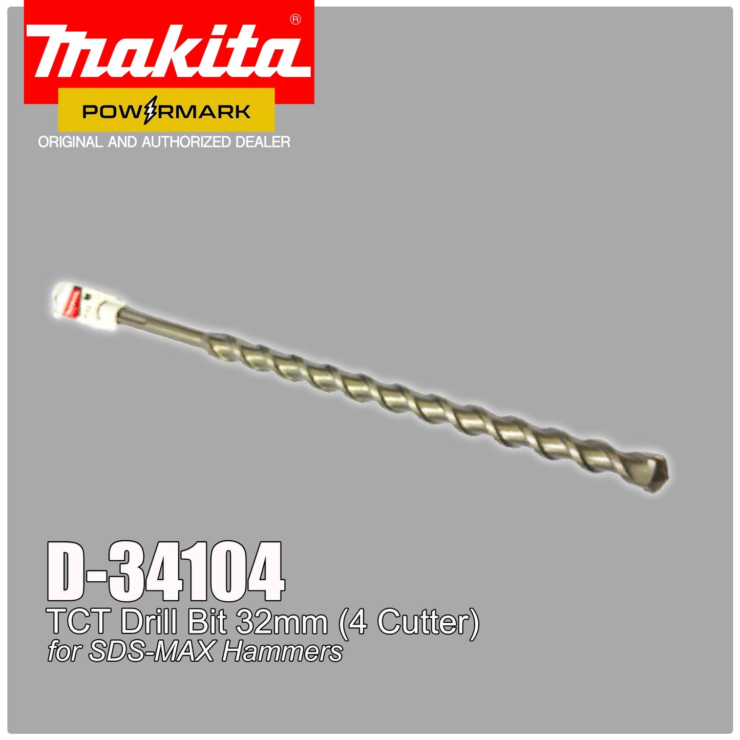 MAKITA D-34104 TCT Drill Bit 32mm (4 Cutter) for SDS-MAX Hammers