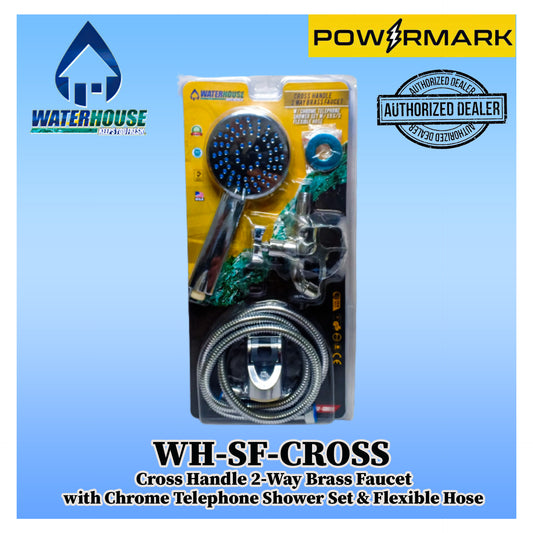 WATERHOUSE WH-SF-CROSS Cross Handle 2-Way Brass Faucet with Chrome Telephone Shower Set & Flexible Hose