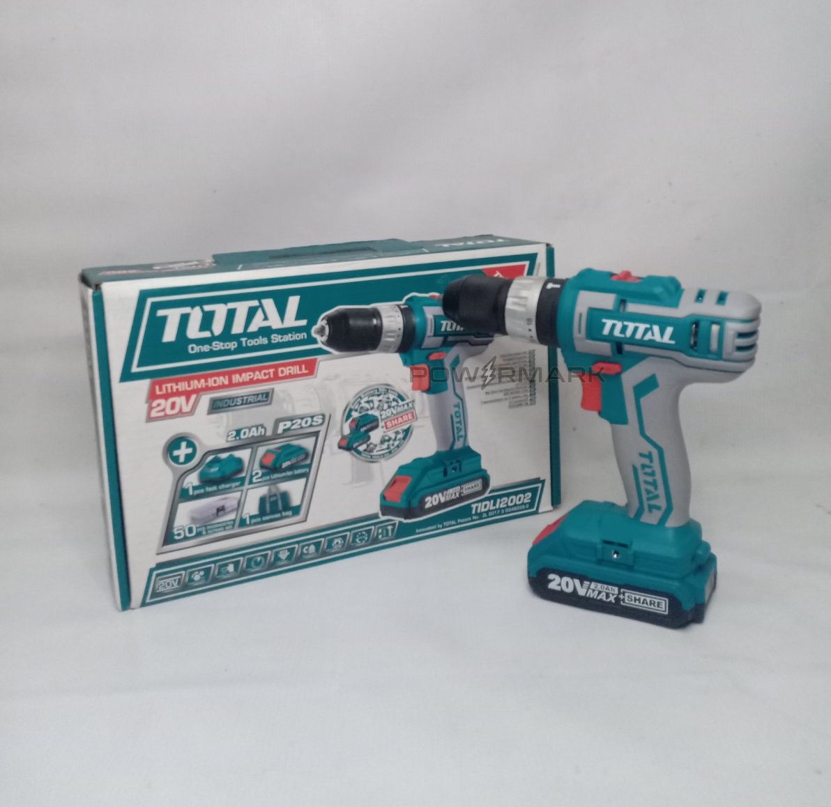 TOTAL TIDLI20025 Cordless Lithium Ion Impact Drill Set 20V