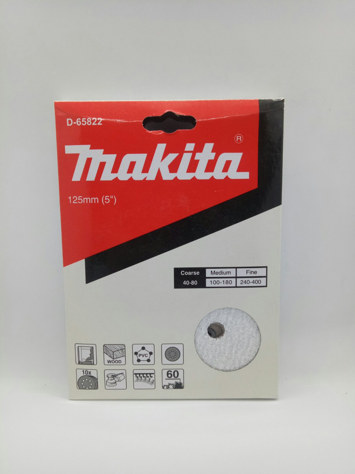 MAKITA D-65822 Abrasive Paper Disc 5" 60 Grit for Orbital Sander (10pcs.)