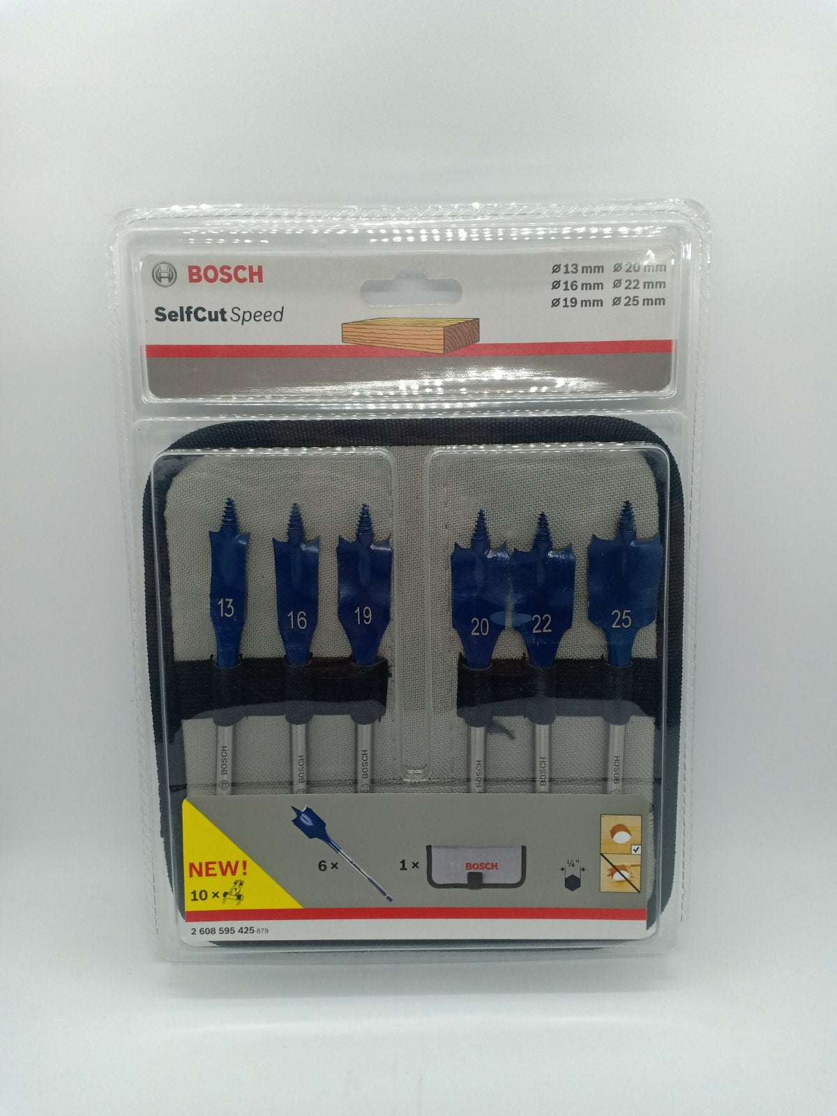 BOSCH 2608595425 Self Cut Speed Spade Bit Set 13 mm, 16 mm, 19 mm, 20 mm, 22 mm, 25 mm (6 pcs.)