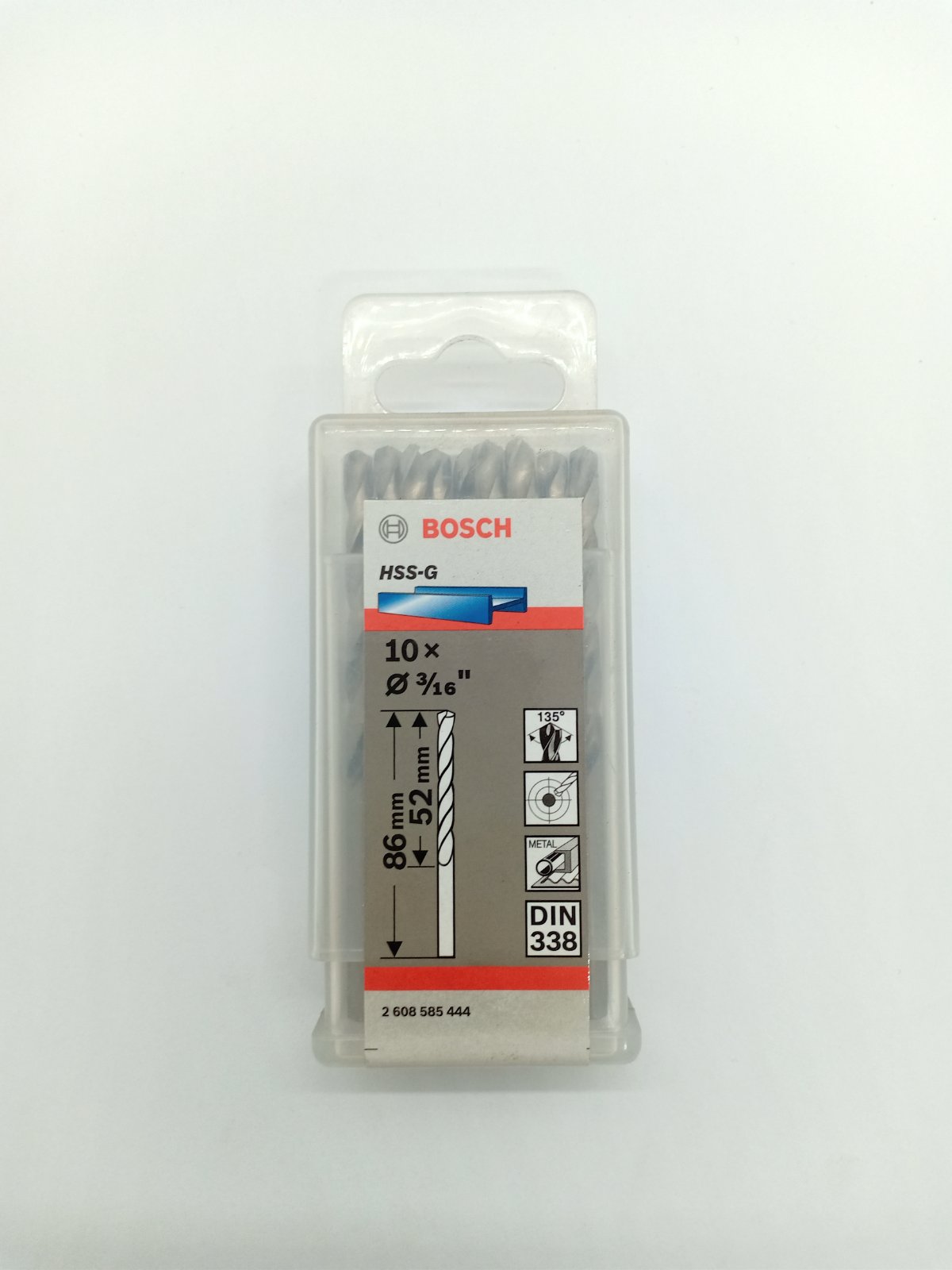 BOSCH 2608585444 HSS-G Drill Bits for Metal 3/16" (10 pcs.)