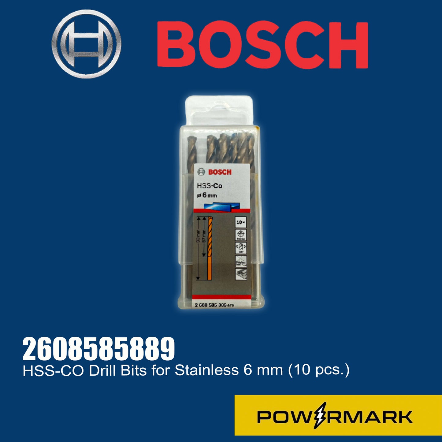 BOSCH 2608585889 HSS-CO Drill Bits for Stainless 6 mm (10 pcs.)