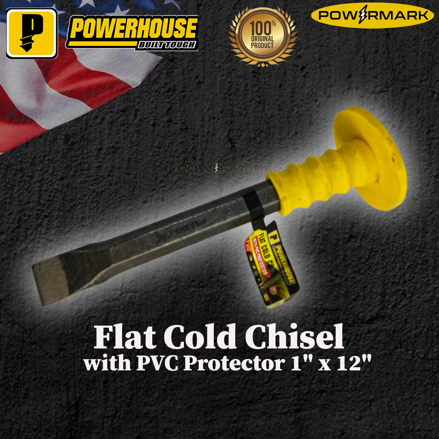 POWERHOUSE Flat Cold Chisel with PVC Protector 1" x 12"