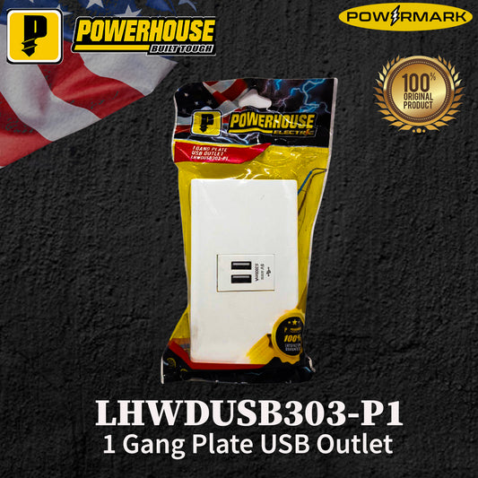 POWERHOUSE LHWDUSB303-P1 1 Gang Plate USB Outlet