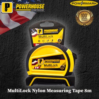 POWERHOUSE MultiLock Nylon Measuring Tape 8m