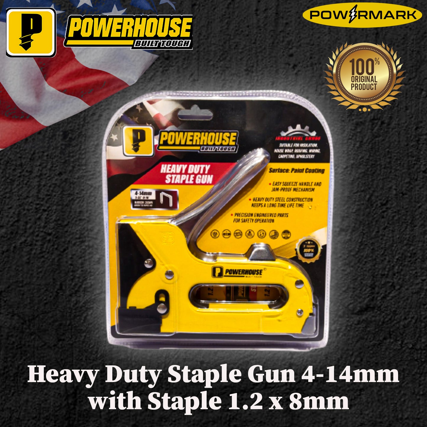 POWERHOUSE Heavy Duty Staple Gun 4-14mm with Staple 1.2 x 8mm