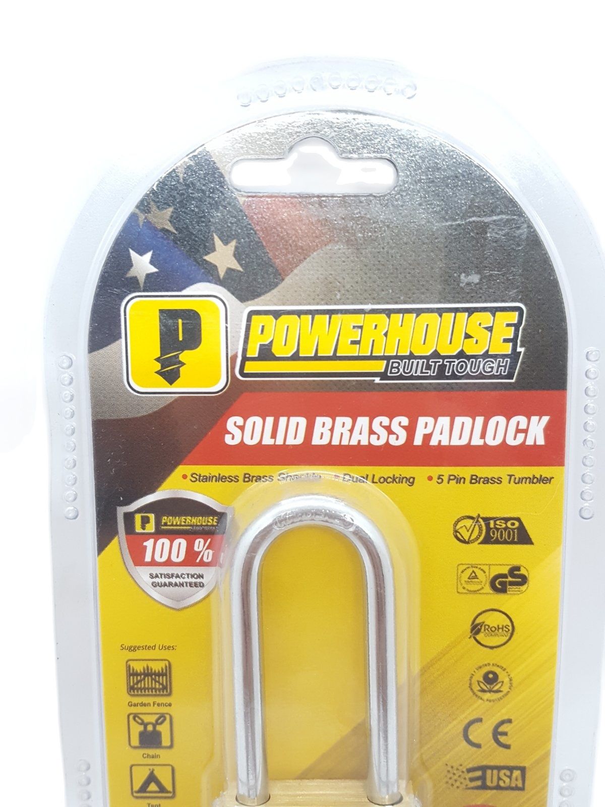 POWERHOUSE Solid Brass Padlock 30MM (Long Shackle)