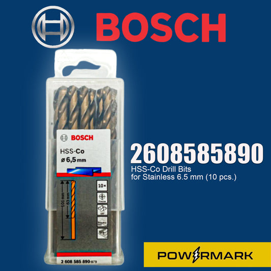 BOSCH 2608585890 HSS-Co Drill Bits for Stainless 6.5 mm (10 pcs.)