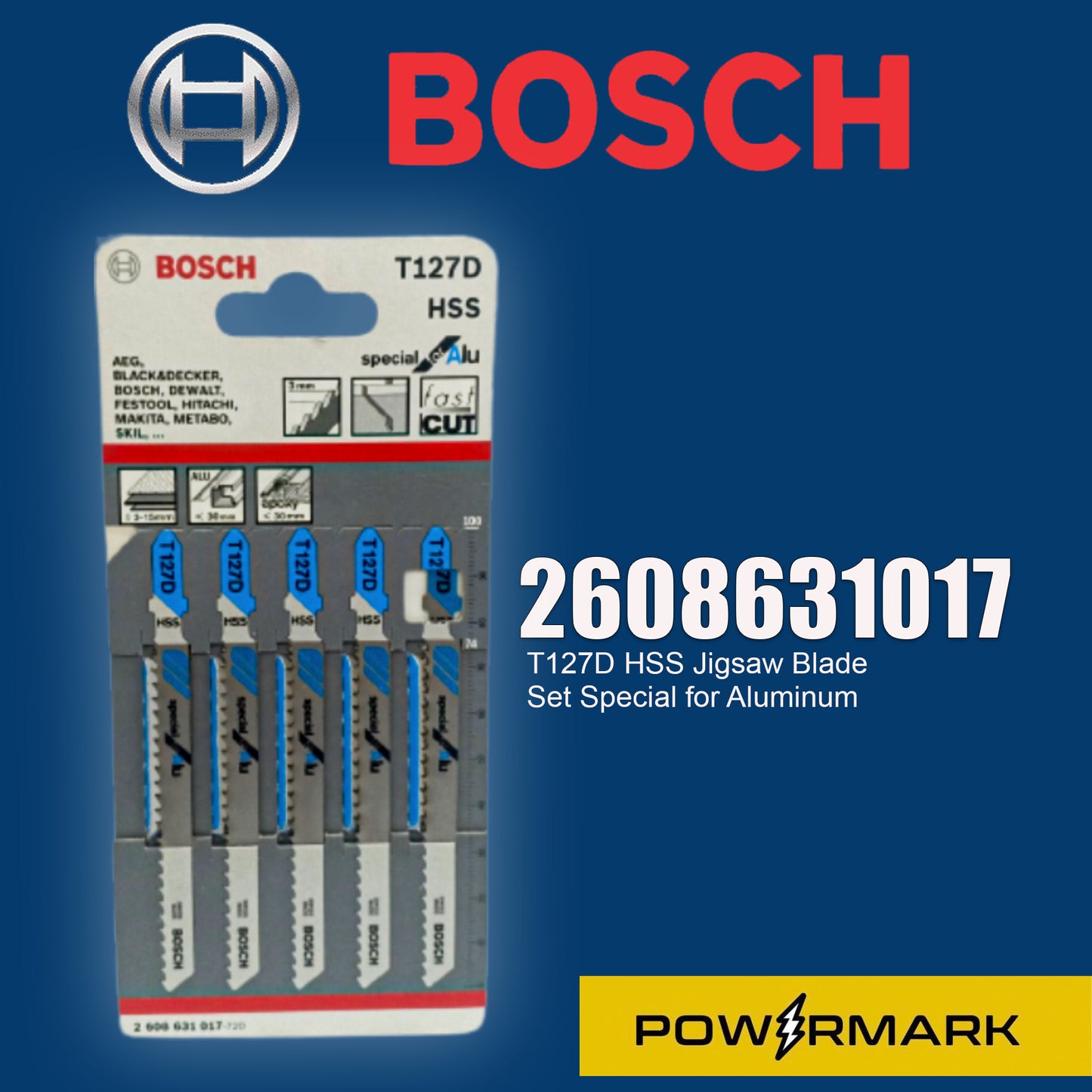 BOSCH 2608631017 T127D HSS Jigsaw Blade Set Special for Aluminum