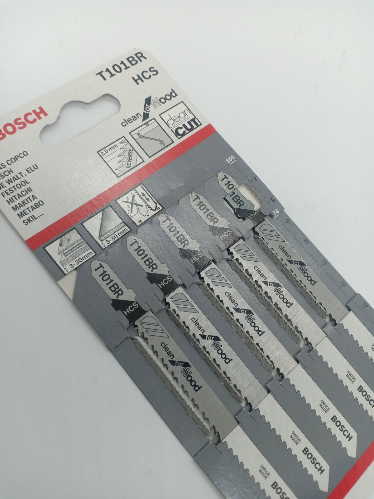 BOSCH 2608630014 T101BR HCS Jigsaw Blade Set Clean for Wood