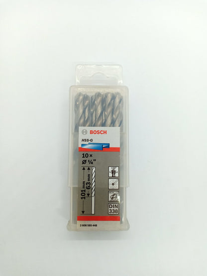 BOSCH 2608585448 HSS-G Drill Bits for Metal 1/4" (10 pcs.)