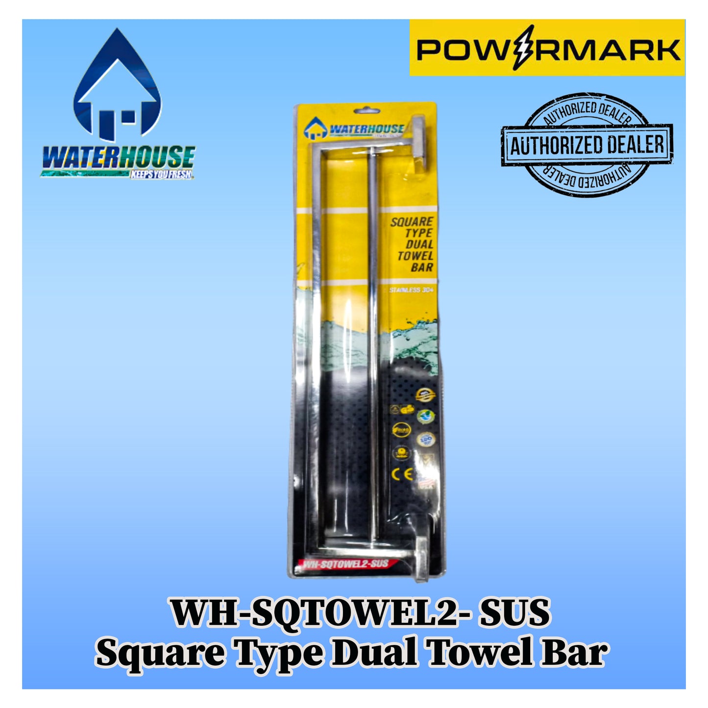 WATERHOUSE WH-SQTOWEL2- SUS Square Type Dual Towel Bar