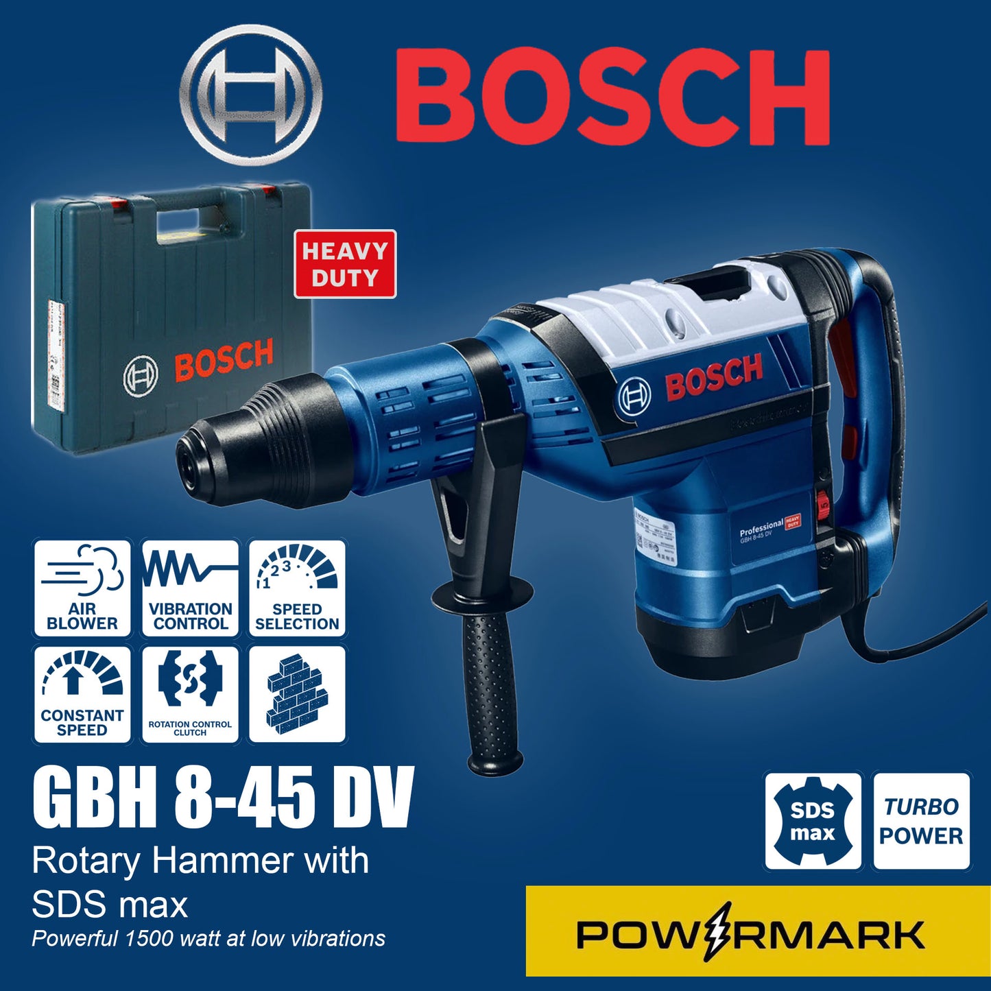 BOSCH GBH 8-45 DV SDS Max Rotary Hammer with Carrying Case