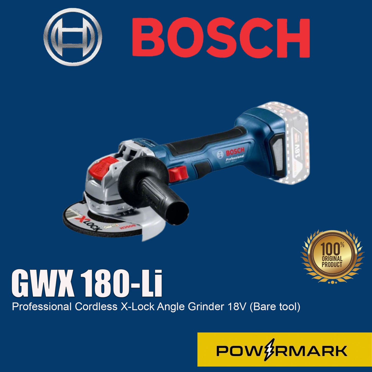 BOSCH GWX 180-Li Professional Cordless X-Lock Angle Grinder 18V (Bare tool)