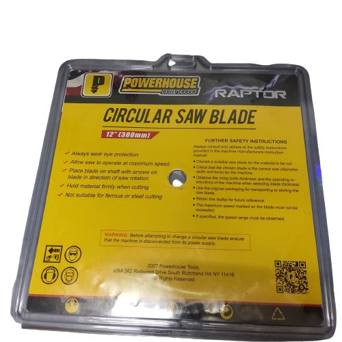 POWERHOUSE Raptor PH-CSWOOD-12" x 40T Circular Saw Blade 12" for Wood