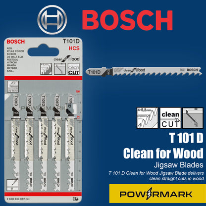 BOSCH 2608630032 T101D HCS Jigsaw Blade Set Clean for Wood