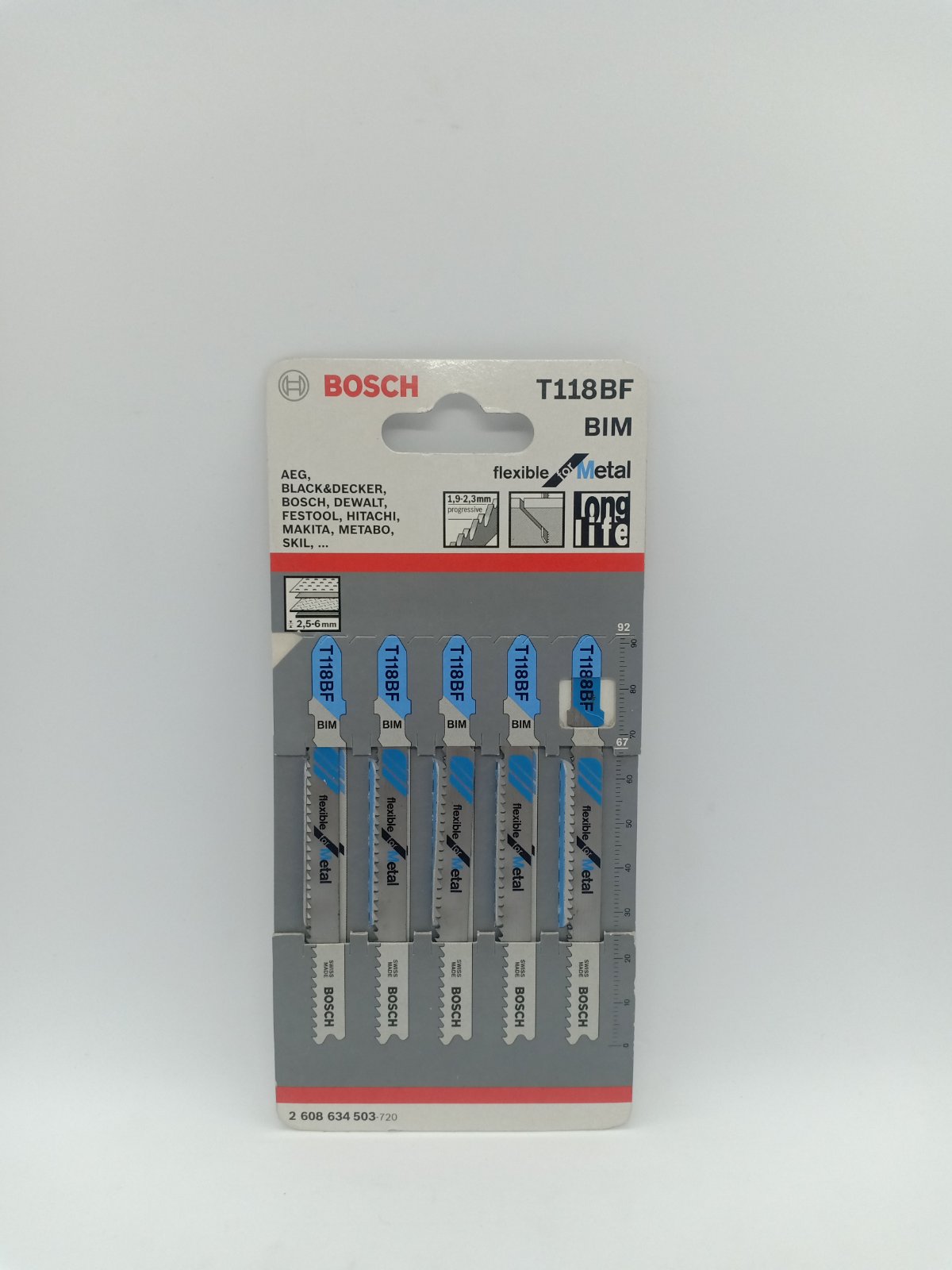 BOSCH 2608634503 T118BF BIM Jigsaw Blade Set Flexible for Metal