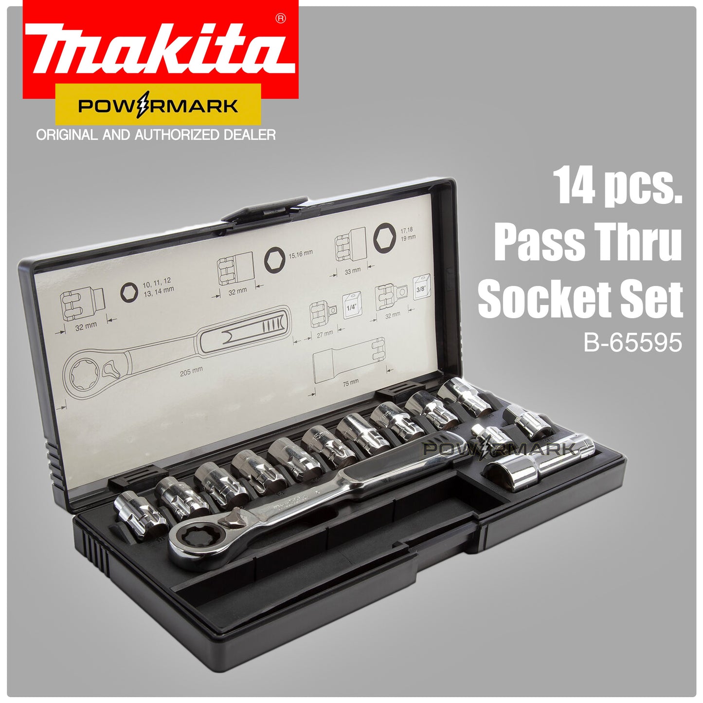 MAKITA B-65595 Pass-Thru Socket Set 14 pcs. – Powermark