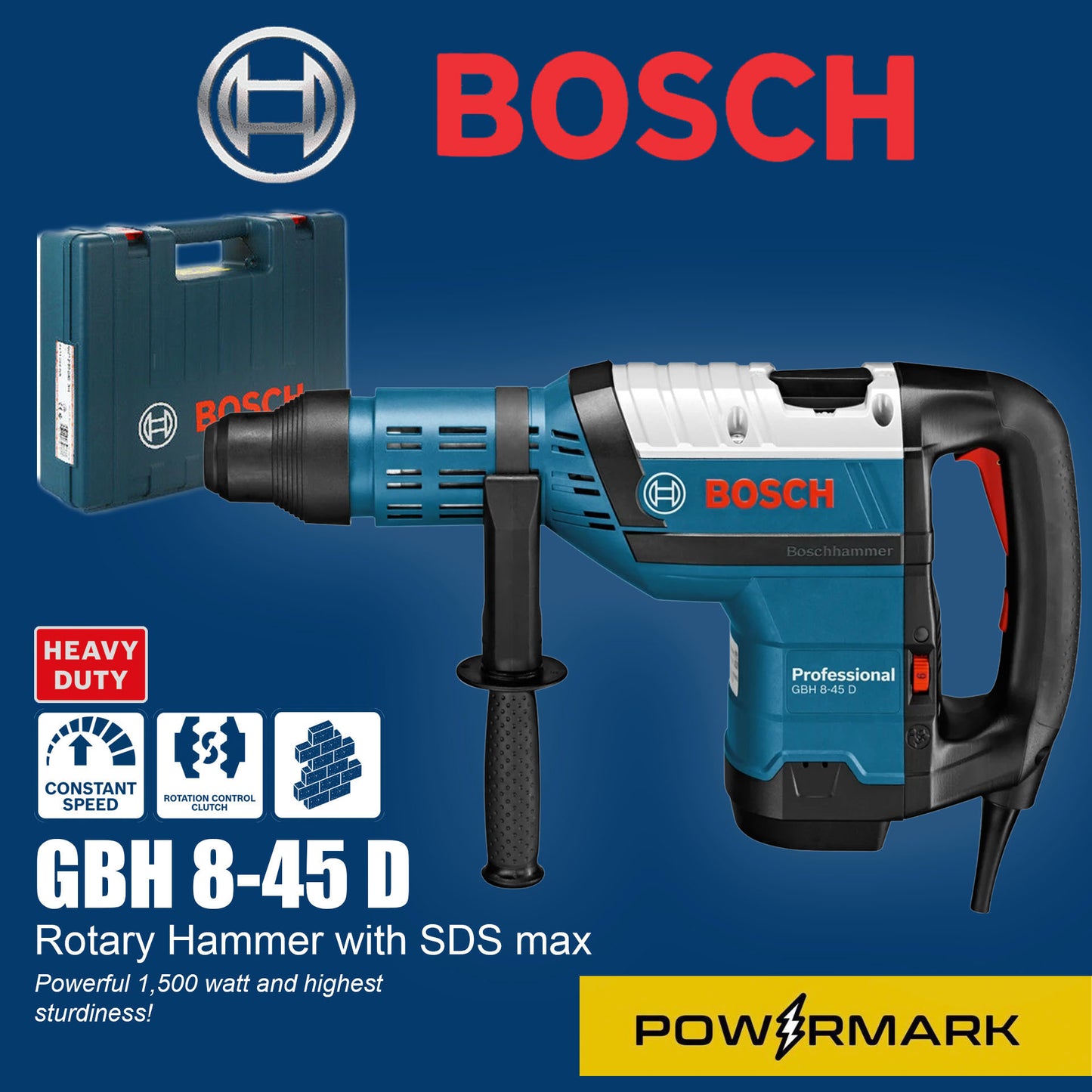 BOSCH GBH 8-45 D SDS Max Rotary Hammer with Carrying Case