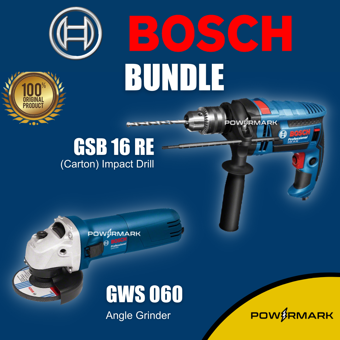 [BUNDLE] BOSCH GSB 16 RE Impact Drill (Carton) + BOSCH GWS 060 Angle Grinder