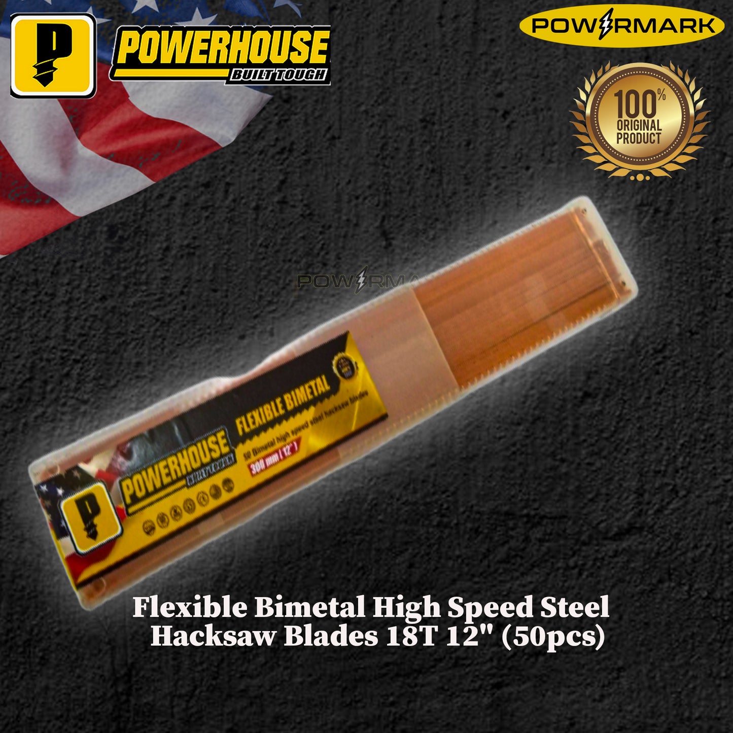 POWERHOUSE Flexible Bimetal High Speed Steel Hacksaw Blades 18T 12" (50pcs)