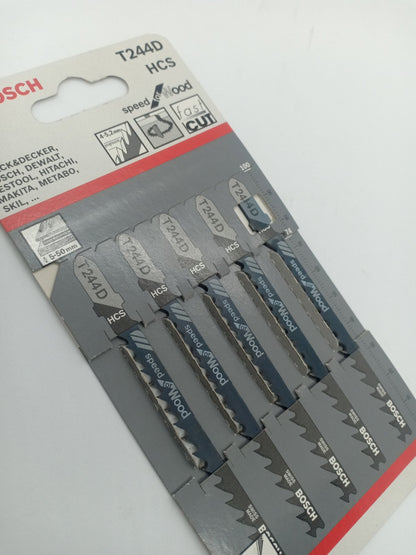 BOSCH 2608630058 T244D HCS Jigsaw Blade Set Speed for Wood