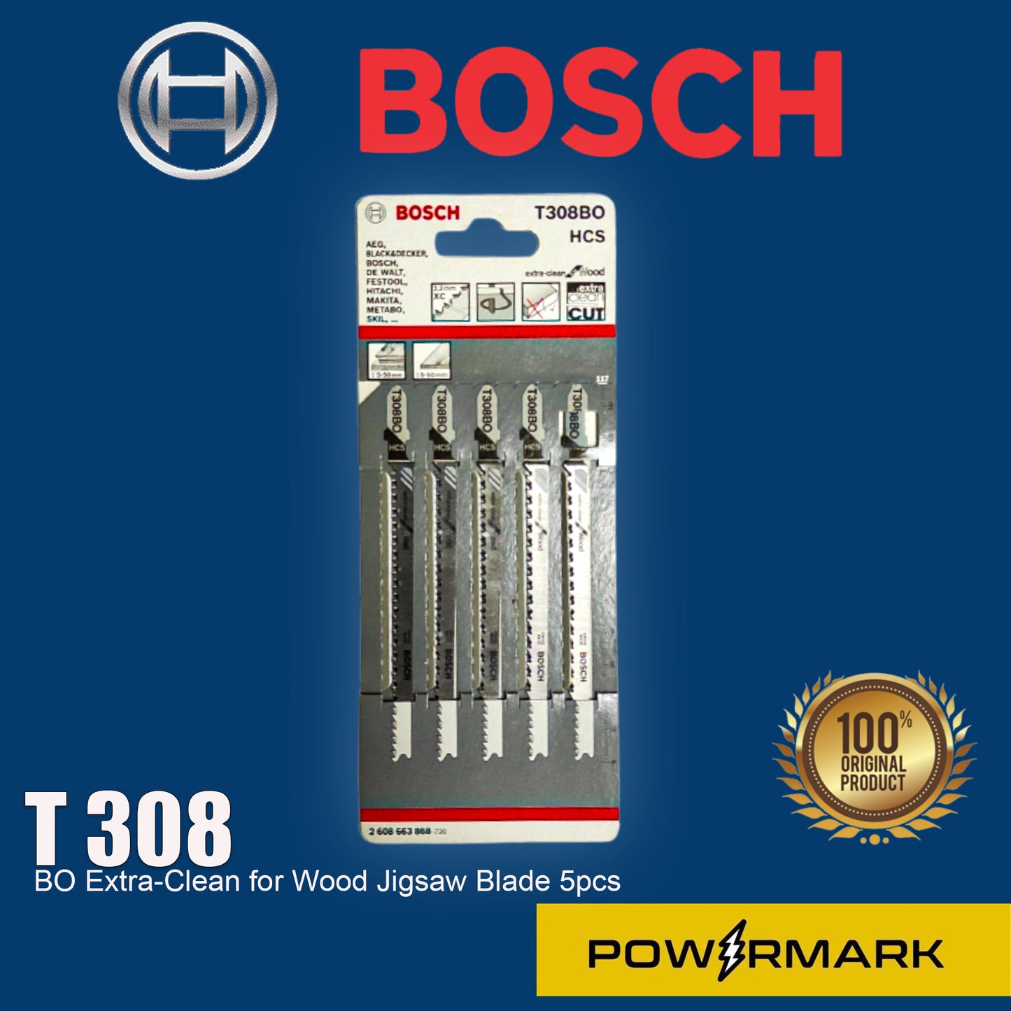 BOSCH T 308 BO Extra-Clean for Wood Jigsaw Blade 5pcs.