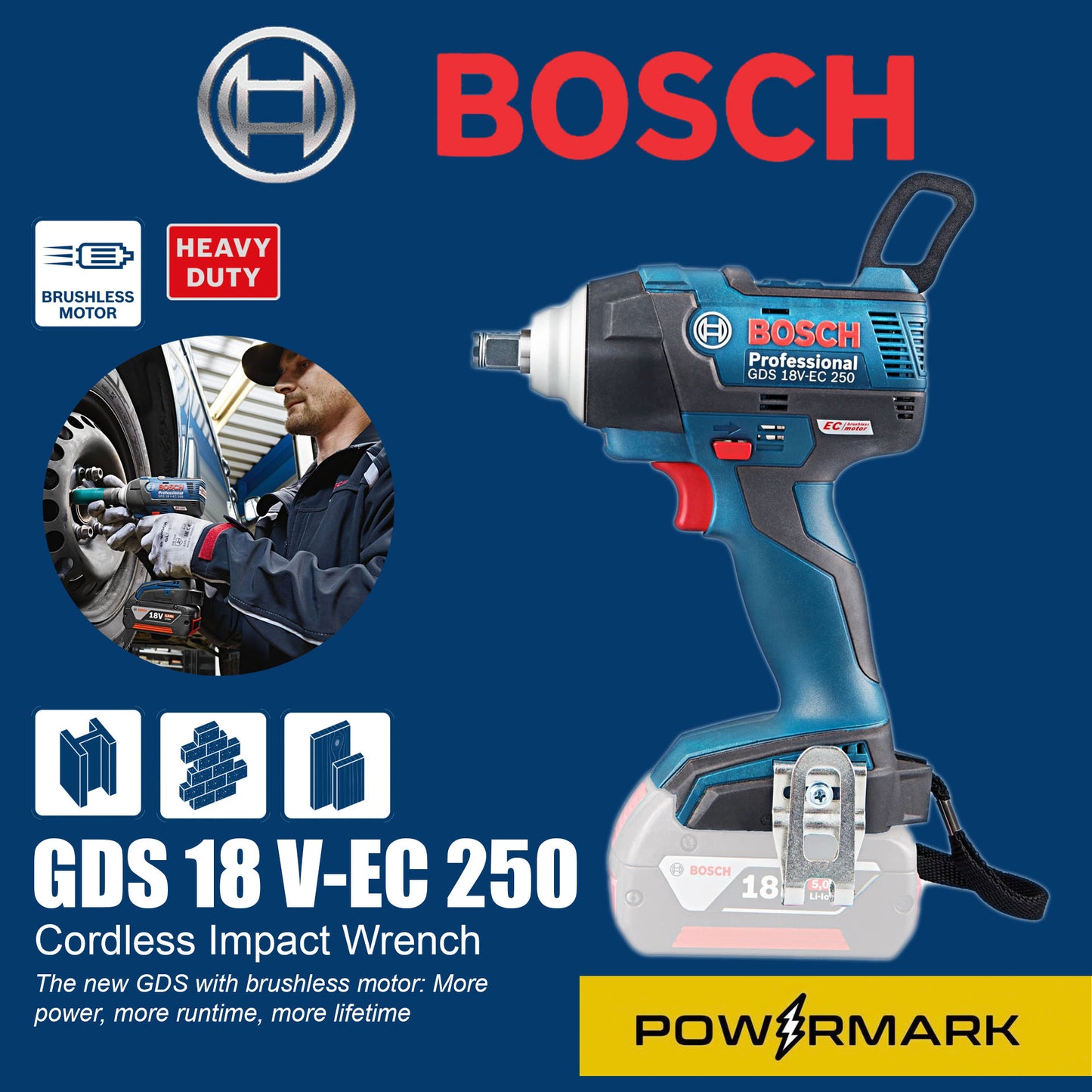 BOSCH GDS 18 V-EC 250 Cordless Impact Wrench (Bare Tool)