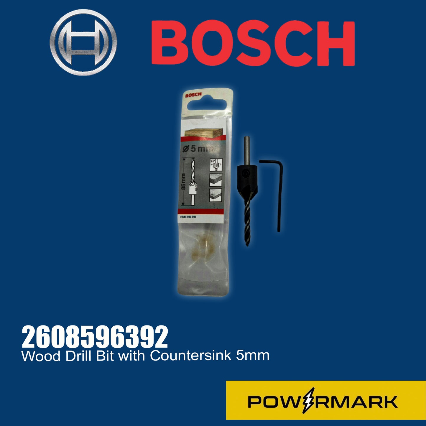 BOSCH 2608596392 Wood Drill Bit with Countersink 5mm