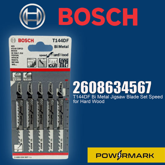 BOSCH 2608634567 T144DF Bi Metal Jigsaw Blade Set Speed for Hard Wood