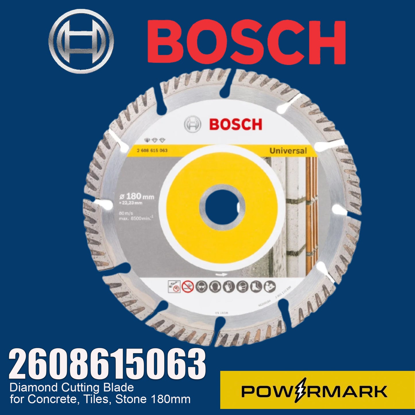 BOSCH 2608615063 Diamond Cutting Blade for Concrete, Tiles, Stone 180mm