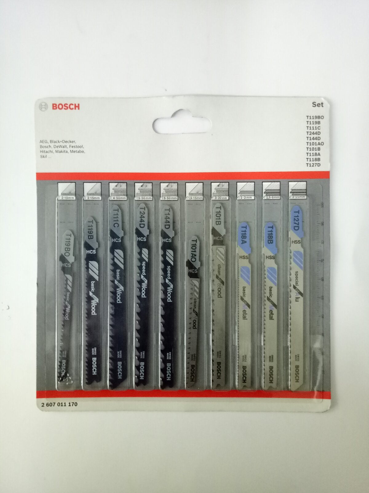 BOSCH 2607011170 Jigsaw Blade Set for Wood and Metal (Pack Of 10)