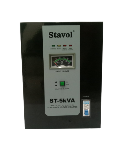 STAVOL ST-5KVA Automatic Voltage Regulator 5KVA AVR (Black)