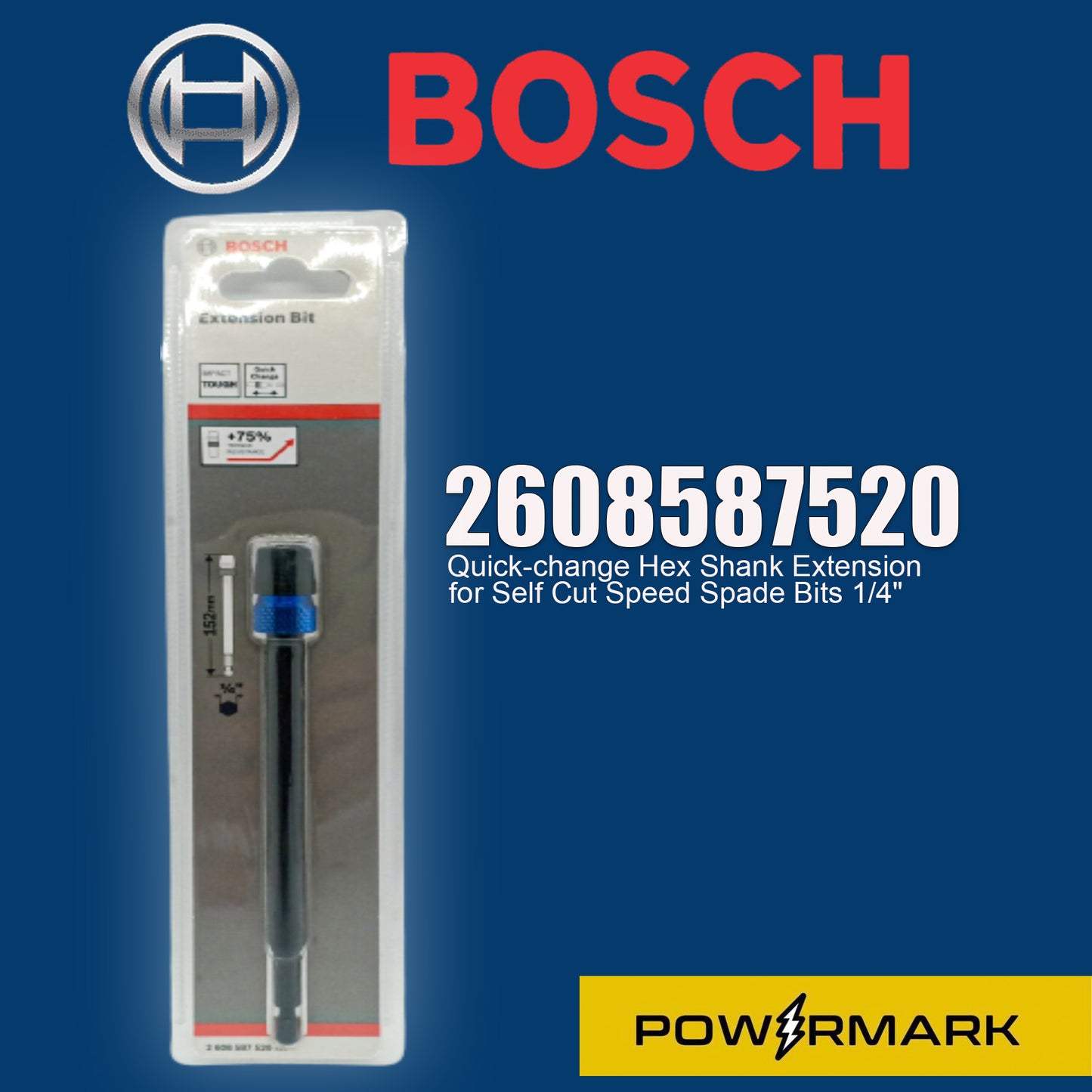 BOSCH 2608587520 Quick-change Hex Shank Extension for Self Cut Speed Spade Bits 1/4"