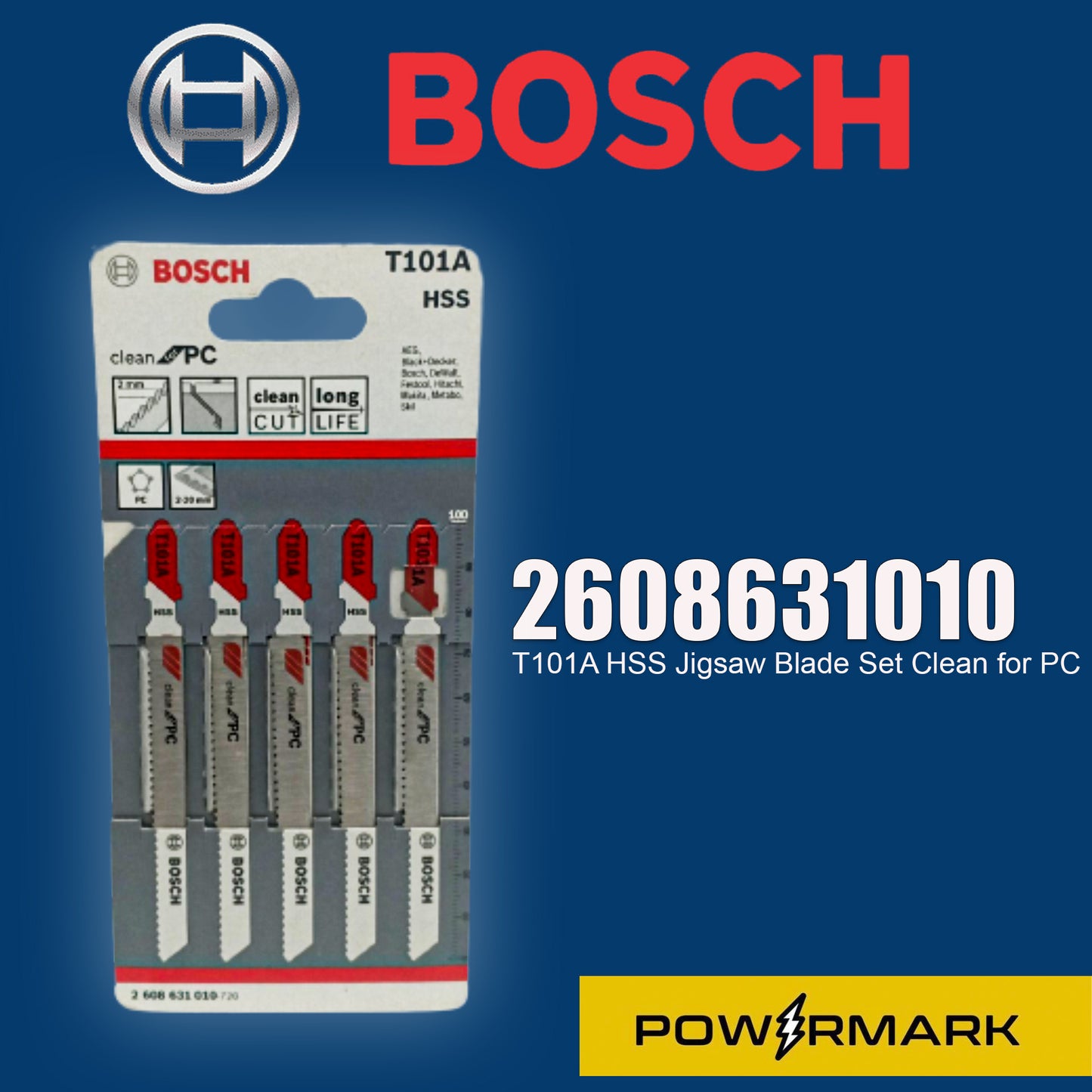 BOSCH 2608631010 T101A HSS Jigsaw Blade Set Clean for PC