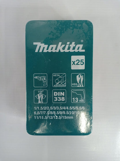 MAKITA D-54097 – 25pc. HSS-R Metal Drill Bit Metal Box Set